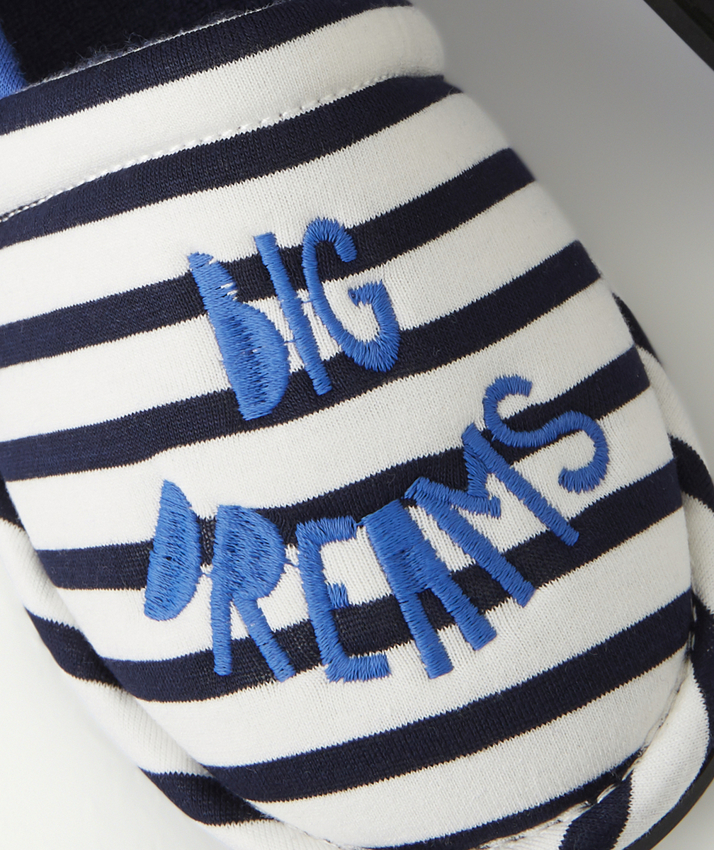 CHAUSSONS GARÇON EN COTON RAYÉ BLEU ET BLANC