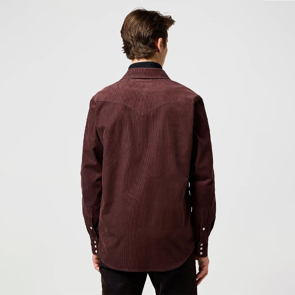 Wrangler mens Regular Western Corduroy Shirt Mahogany