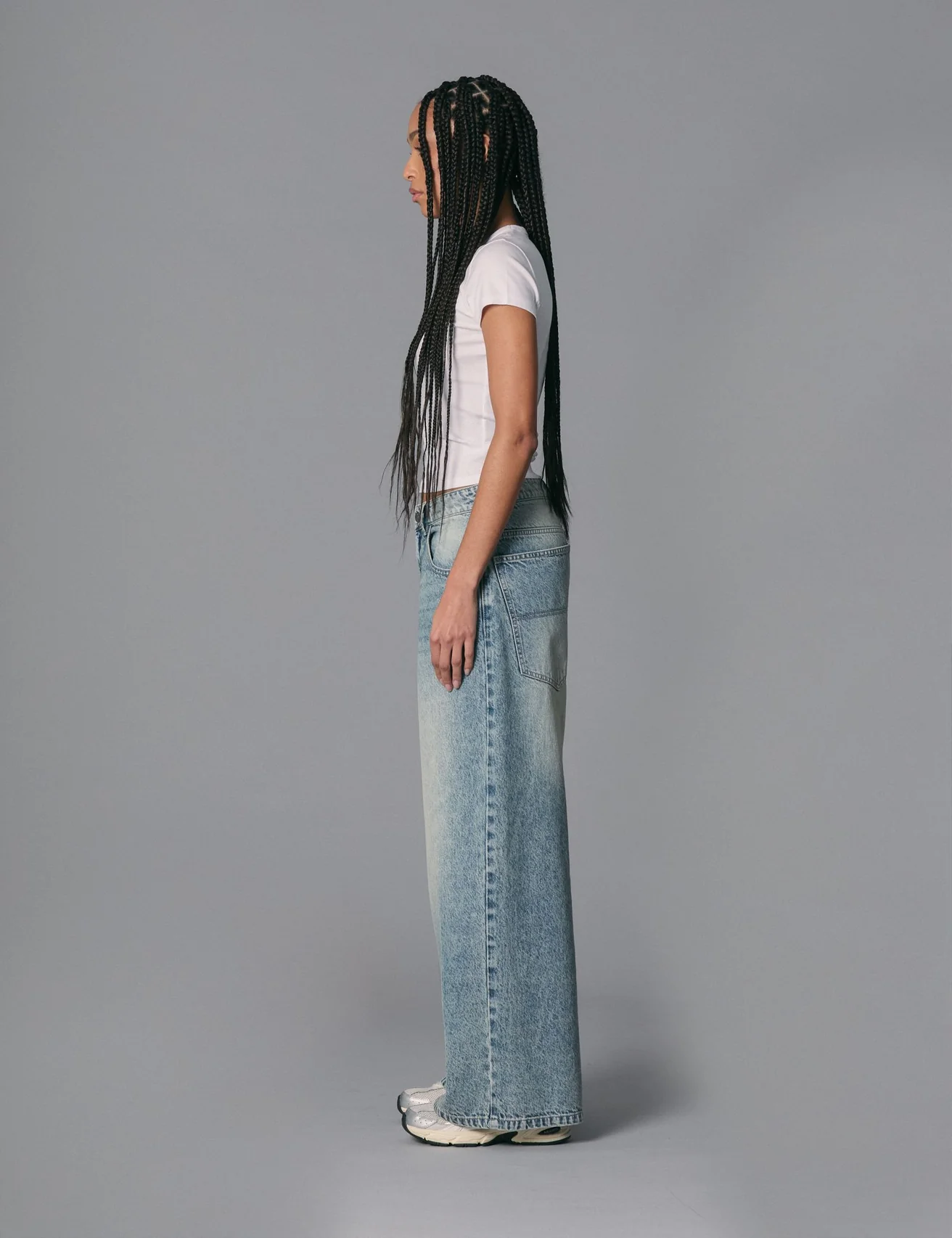 Jean baggy taille basse bleu