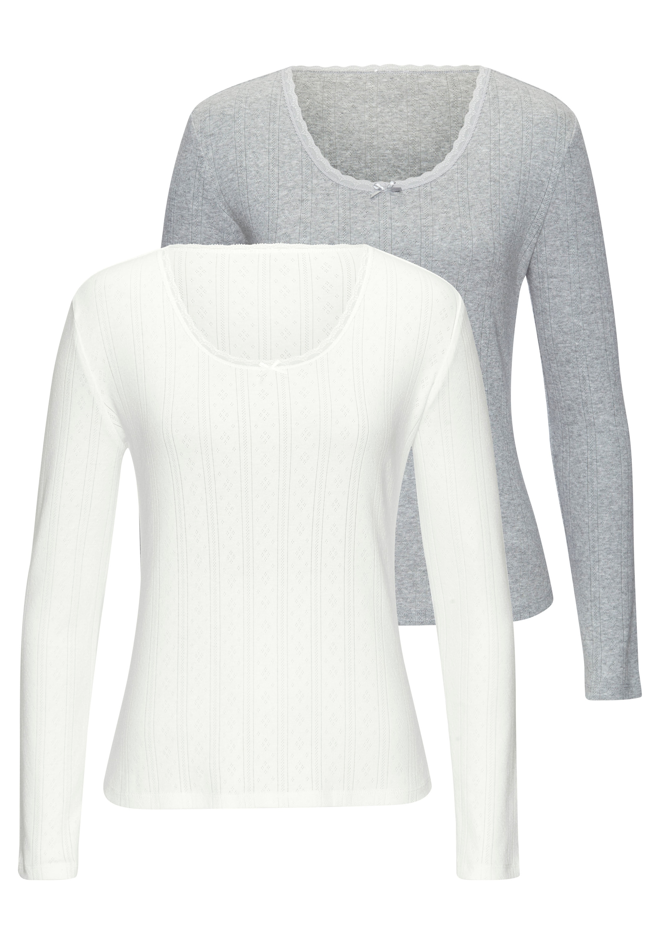 Vivance Langarmshirt , aus weichem Pointelle-Strick mit Spitze