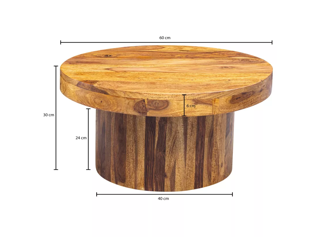 table basse bois massif 60 cm table de salon table basse table ronde marron