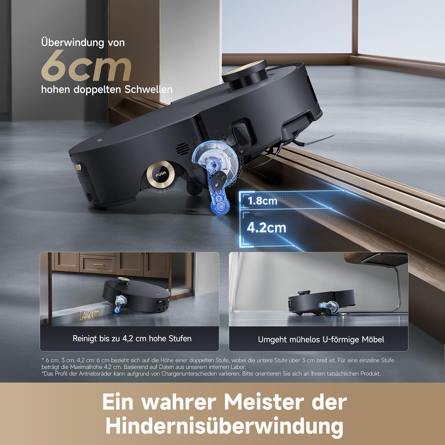 dreame Aqua10 Roller-Saugroboter mit AquaRoll-Wischer, Teppichschutz-Rollenabdeckung, 6 cm Hindernisüberwindung, automatischer Leerung, Selbstreinigung, Saugkraft von 30.000 Pa