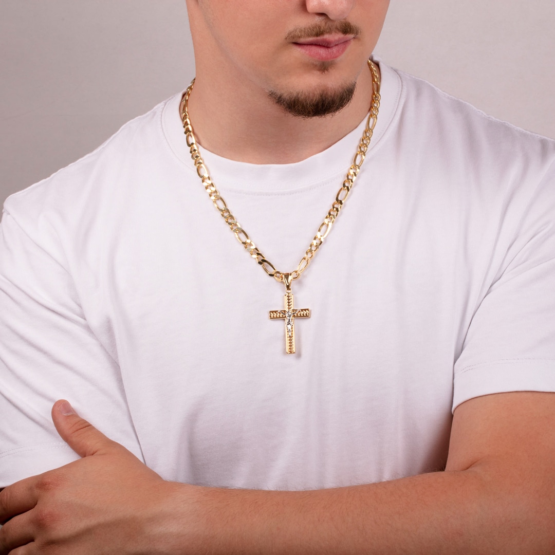 Anhänger 750/18 K Gelbgold Kreuz mit Jesus 50 x 30mm