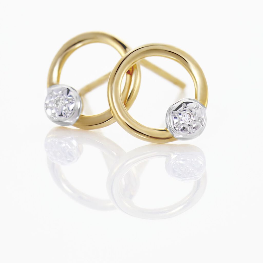 Boucles D'oreilles Puces Gisa Jaune Diamant Blanc