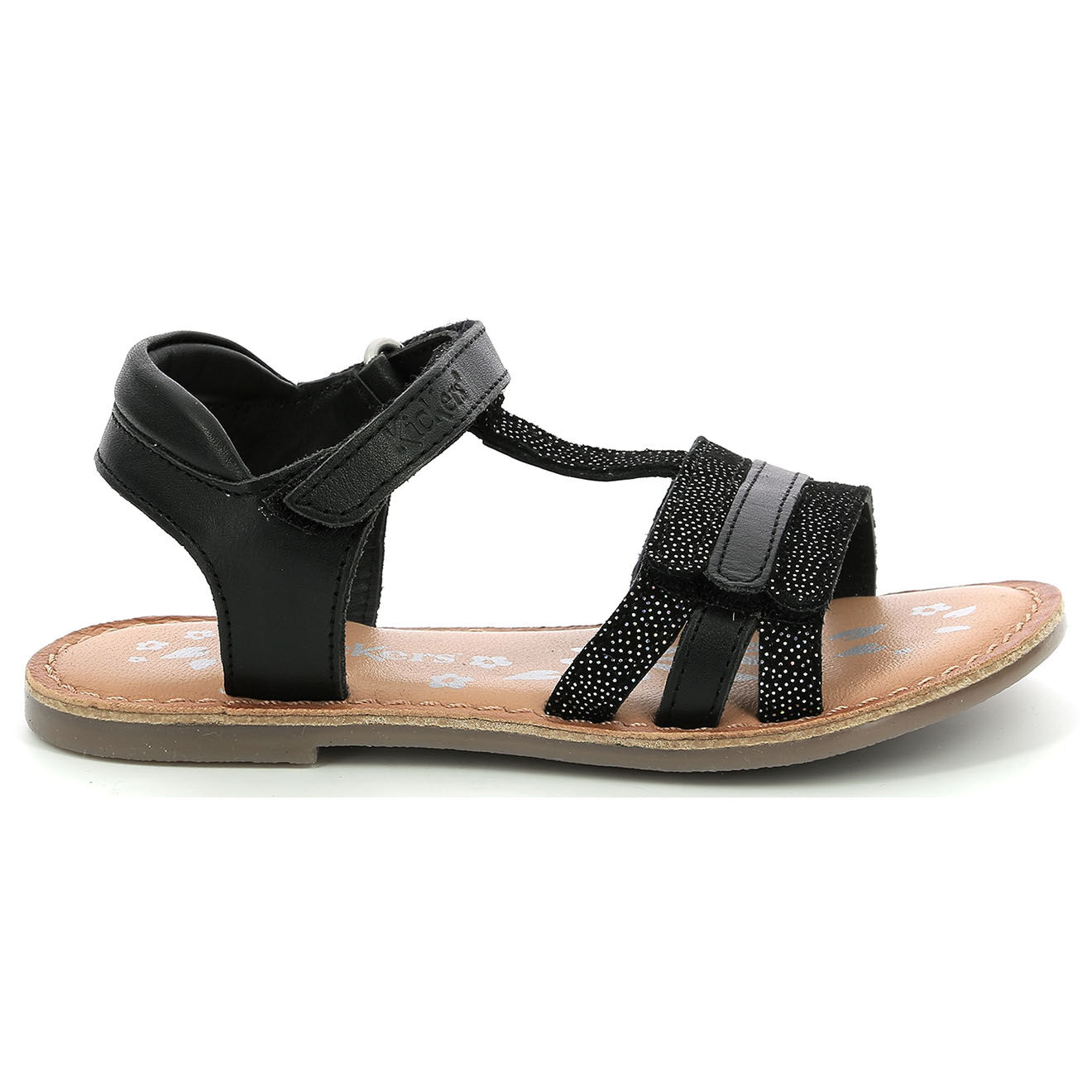 Kickers Sandales en Cuir Diamanto noir/brillant