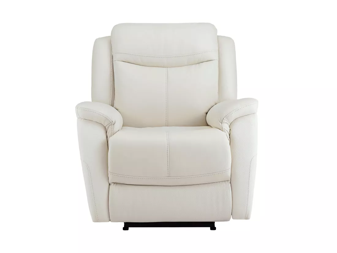 Fauteuil relax électrique en cuir de vachette blanc NOMAJO