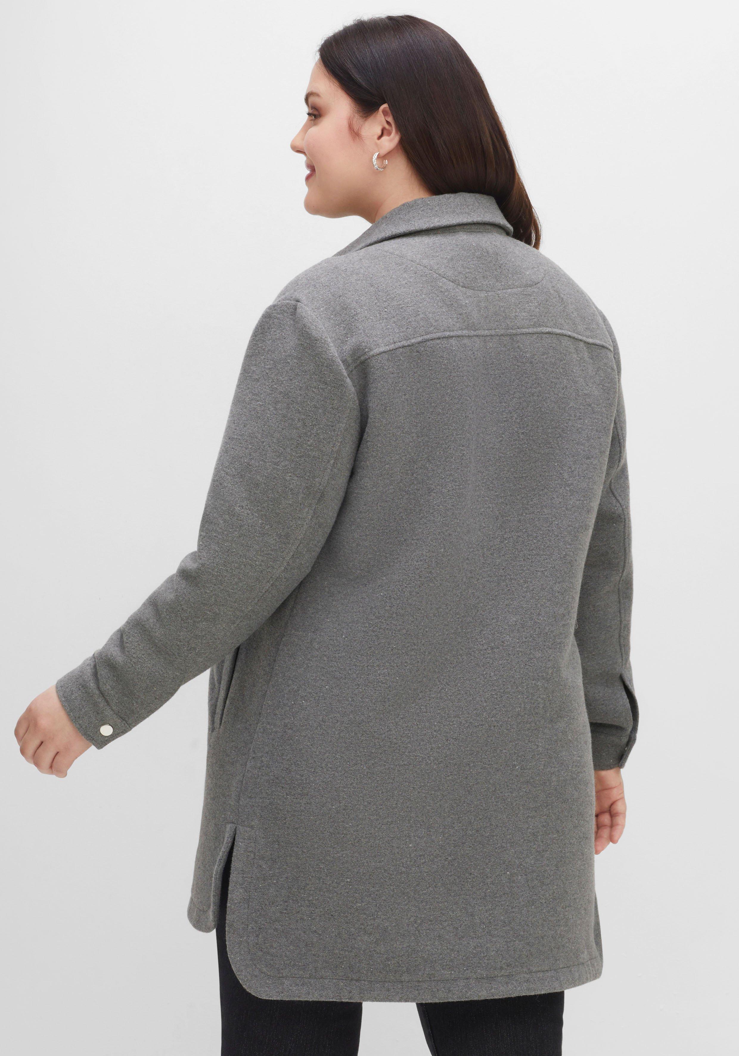 Langes Shacket mit Wollanteil