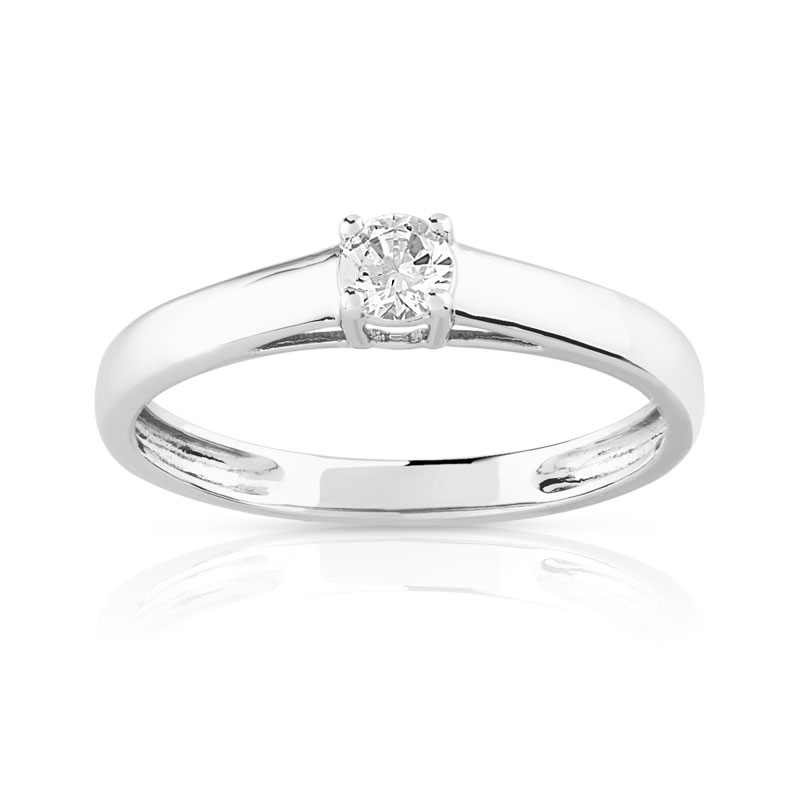 Solitaire or 750 blanc diamant 0,15 carat