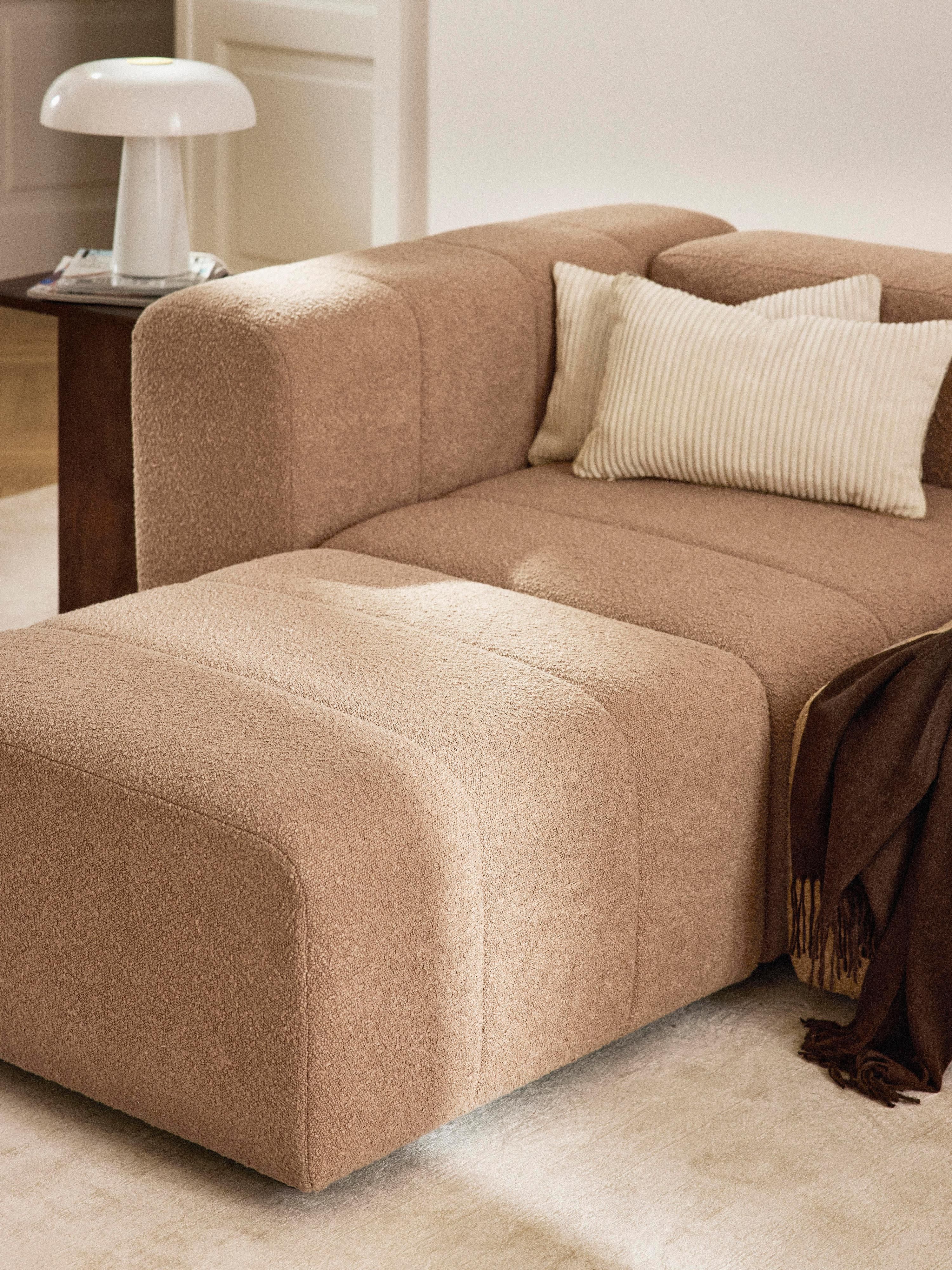 Modulaire bouclé bank Lena (3-zits) met poef (links/rechts)