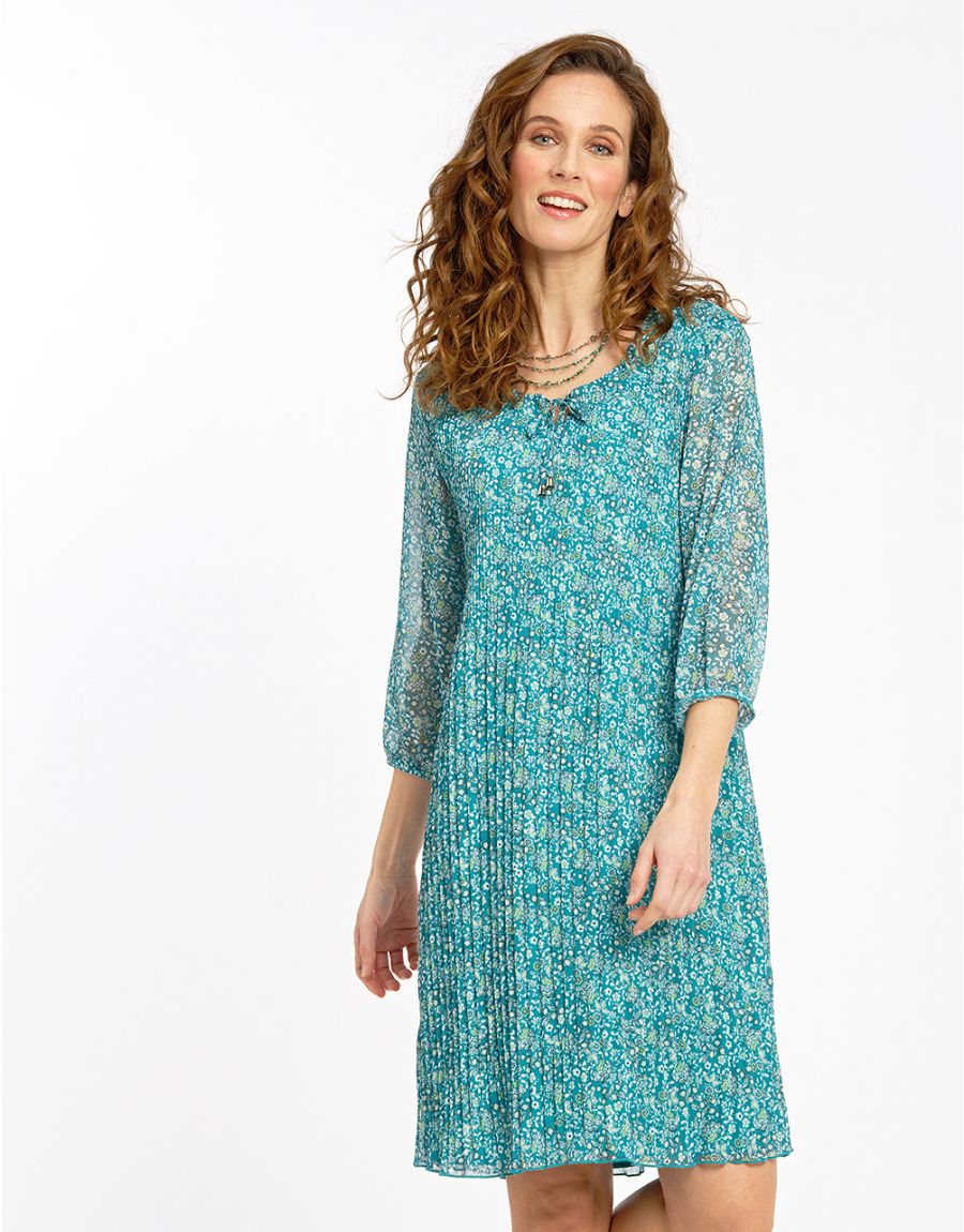 Robe plissée voile bleue