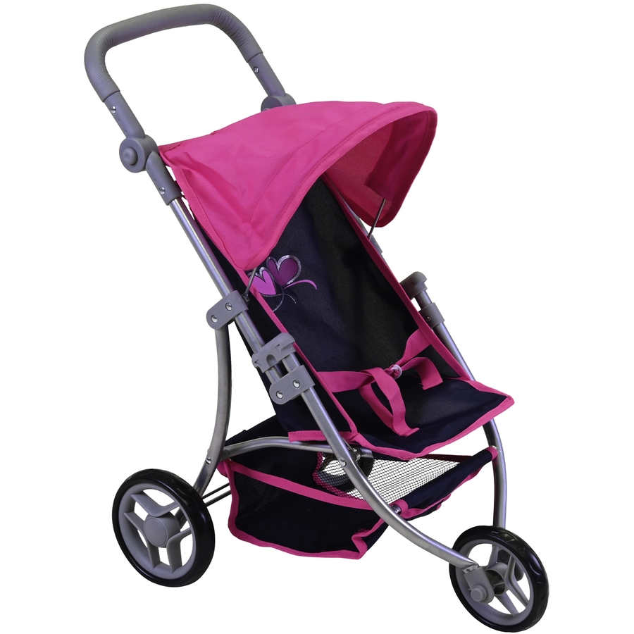 knorr toys® Puppenbuggy Jogger Lio - flying hearts blue pink blau