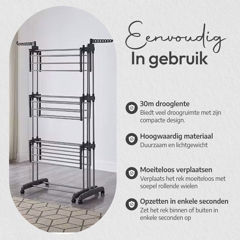 Droogrek - Staal - Zwart - Vouwbaar