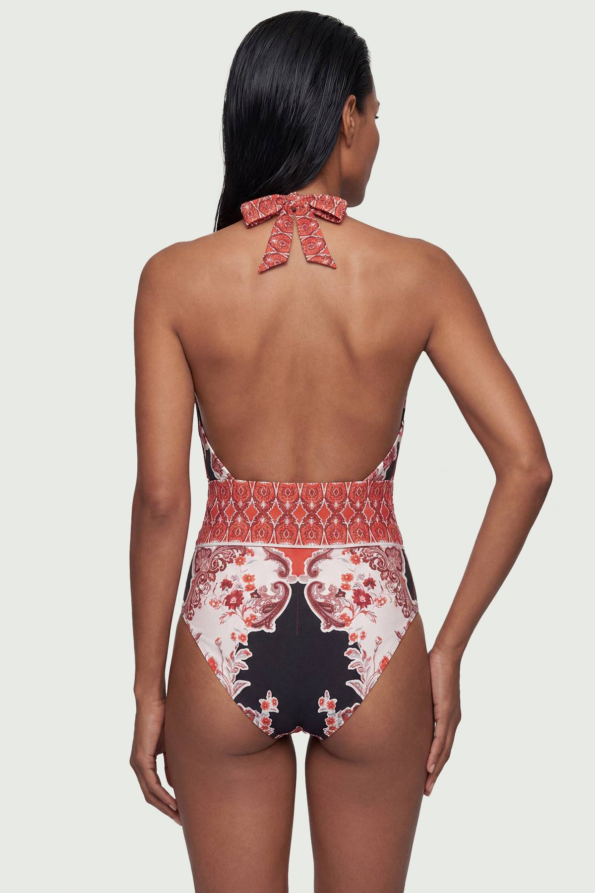 KarenMillen Maillot de Bain Décolleté Imprimé Foulard Miroir