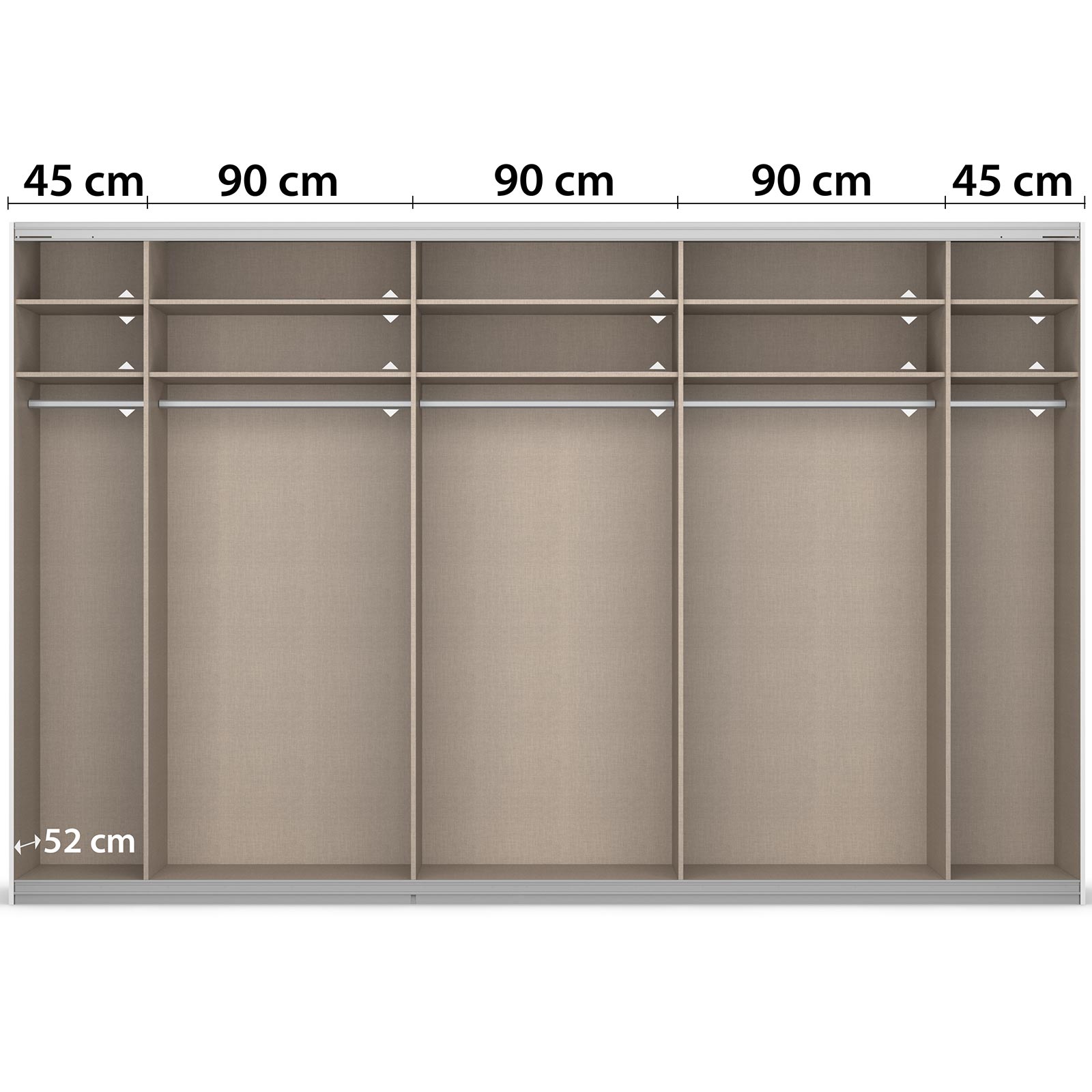 Schwebetürenschrank - basalt - grau metallic - mit Spiegel - 2 Glastüren - 360x229 cm
