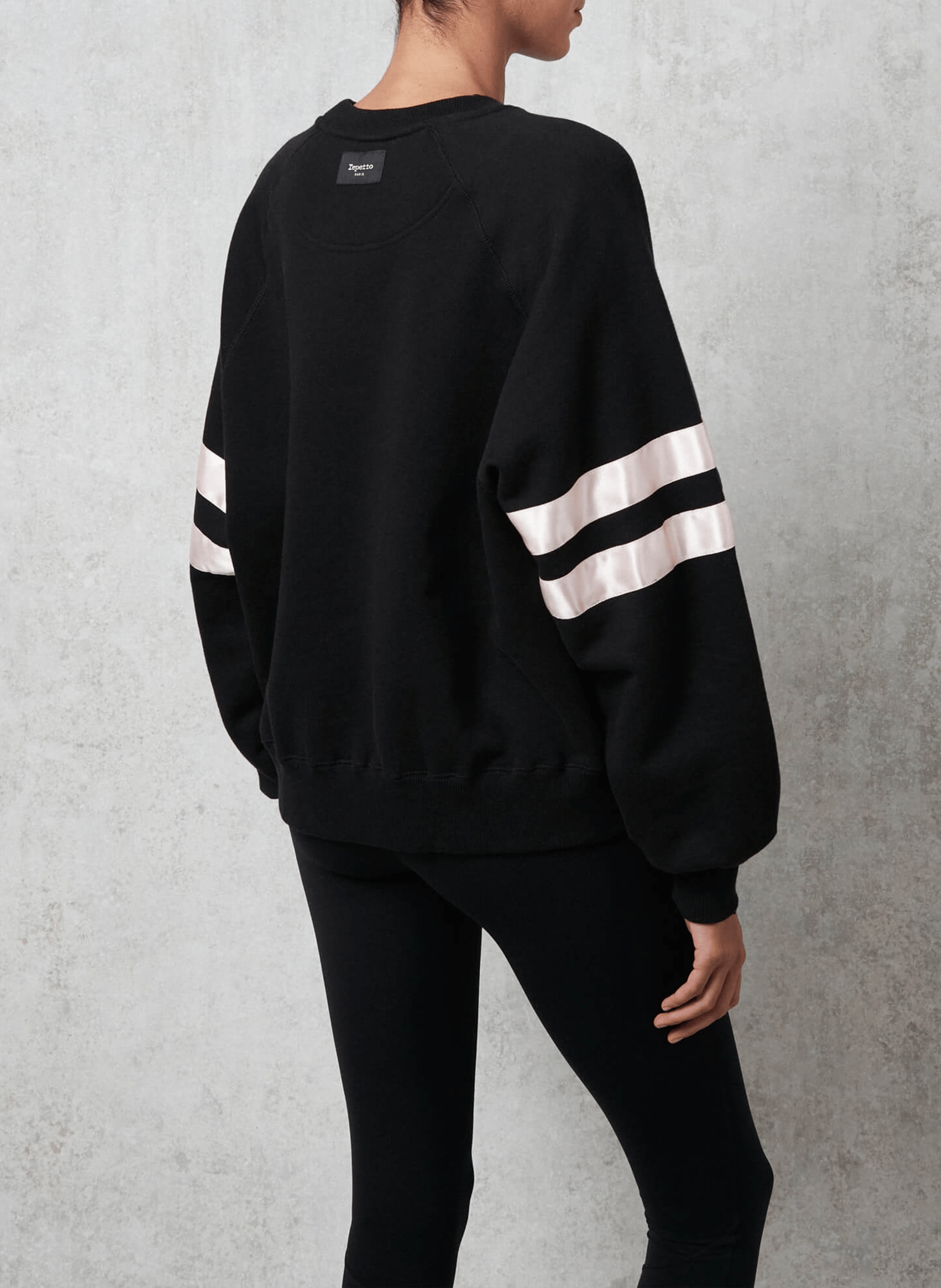 Sweatshirt col zippé en coton mélangé | Noir