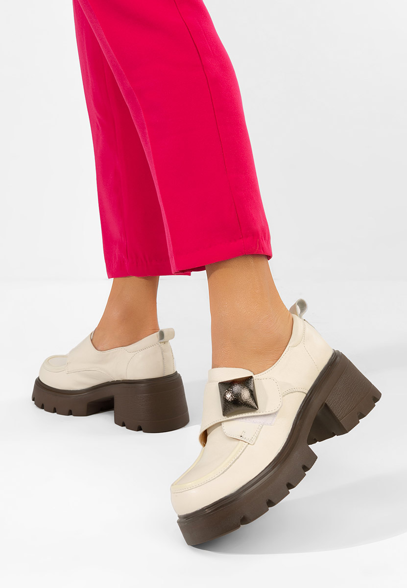 Chaussures casual femme en cuir beige Geolia