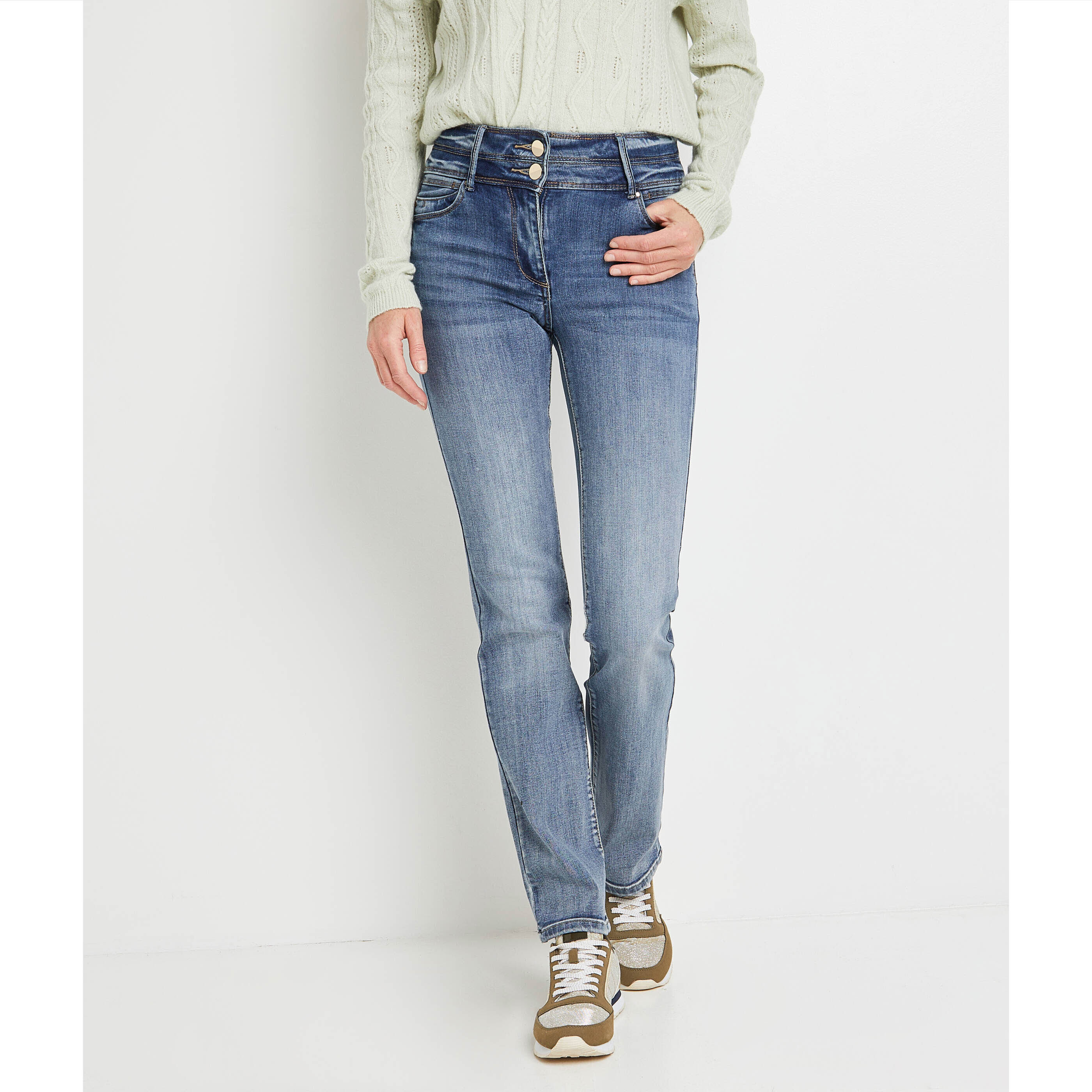 Jean droit taille haute ROME femme - LIGHT STONE