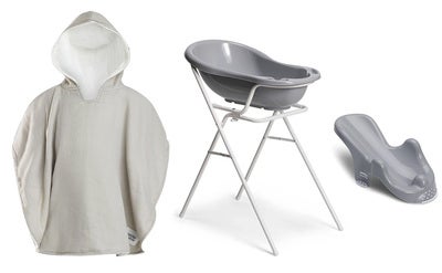 Beemoo CARE Badebalje med Stativ Inkl. Badestøtte & Badekåpe, Grey/Grey