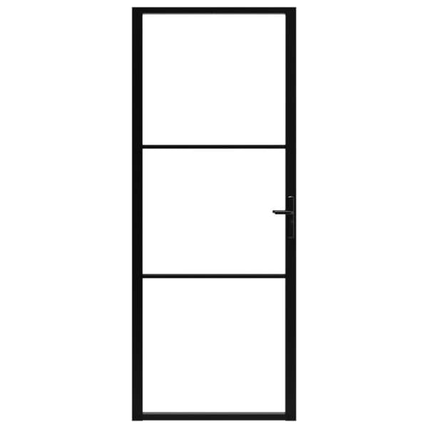 vidaXL Innerdør ESG-glass og aluminium 83x201,5 cm svart