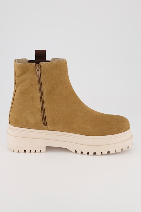Leder-Chelsea-Stiefeletten, Veloursleder, Weite H