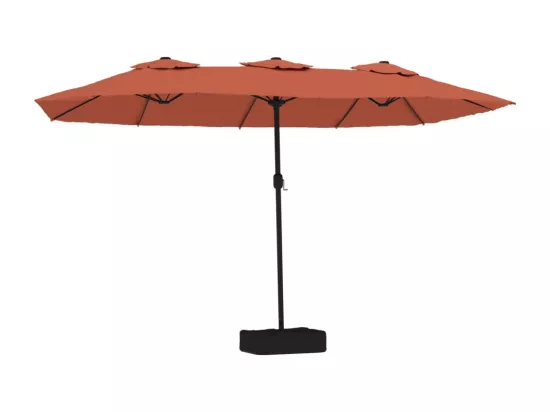 Parasol à double tête avec LED terre cuite 449x245 cm