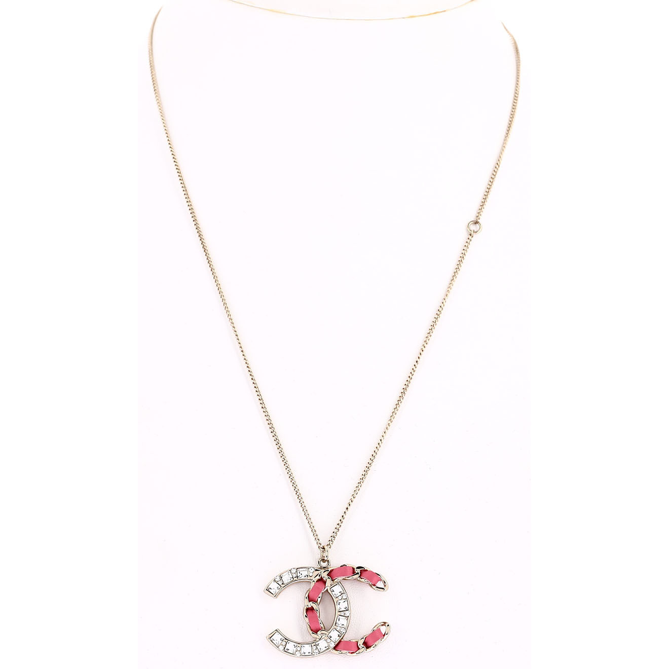 Chanel Collier en Laiton, Strass & Chaîne doré/rose - Parfait état