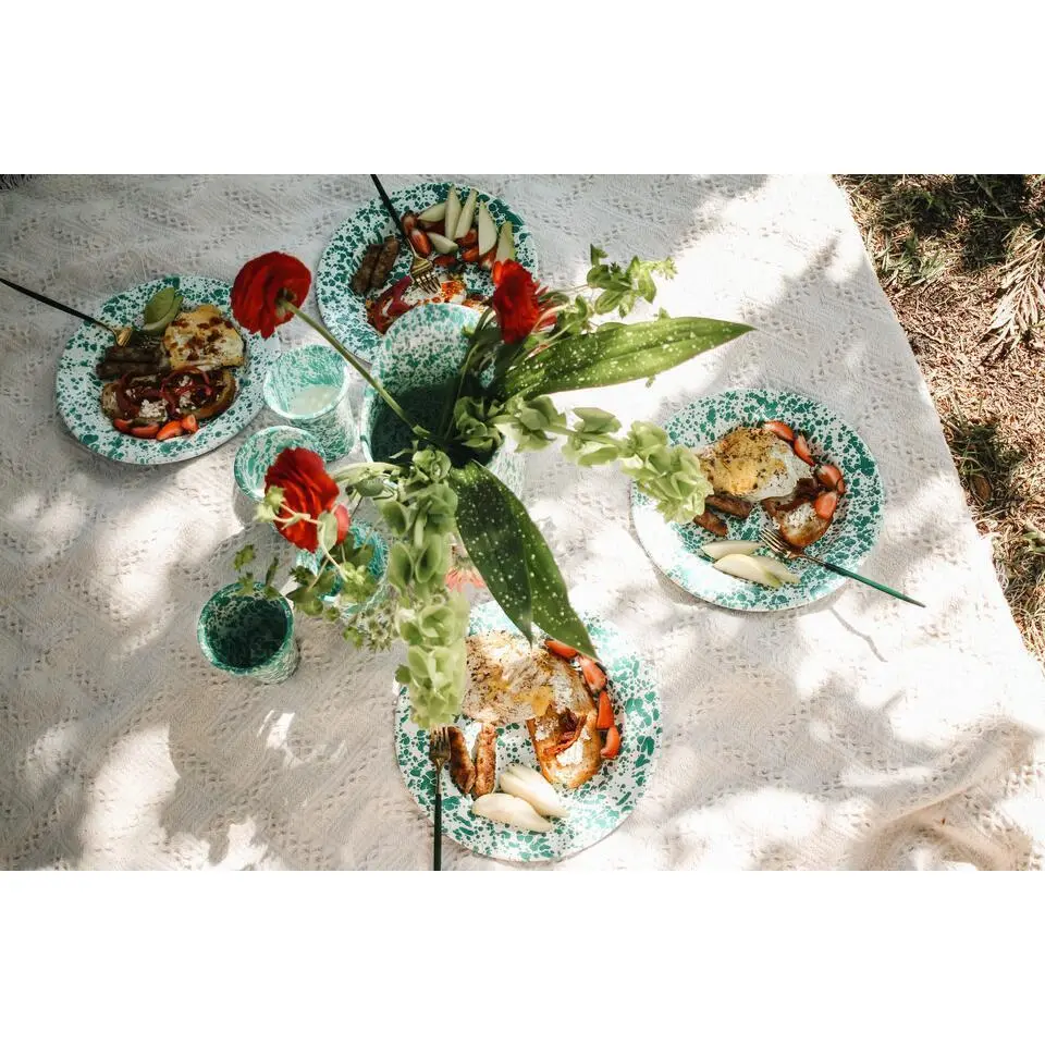 Crow Canyon Home Dinerborden Splatter - Set van 4 - Blauw