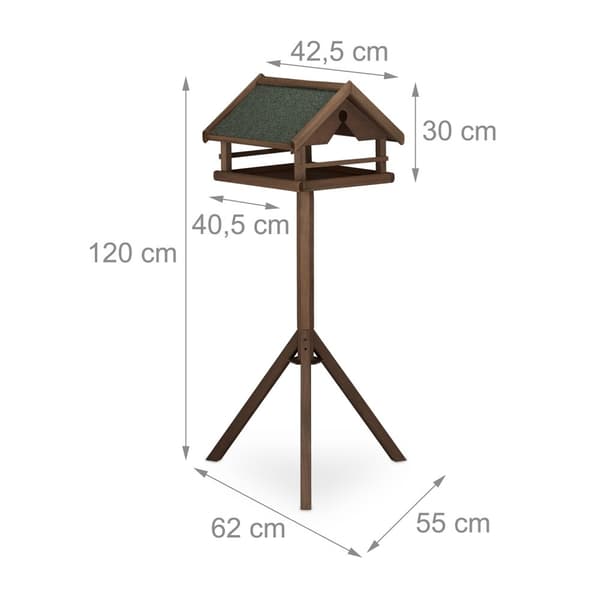 Brunt fuglebord på stolpe