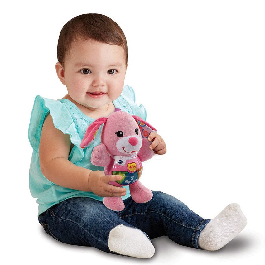 Peluche Chant'toutou - Rose - Ecru