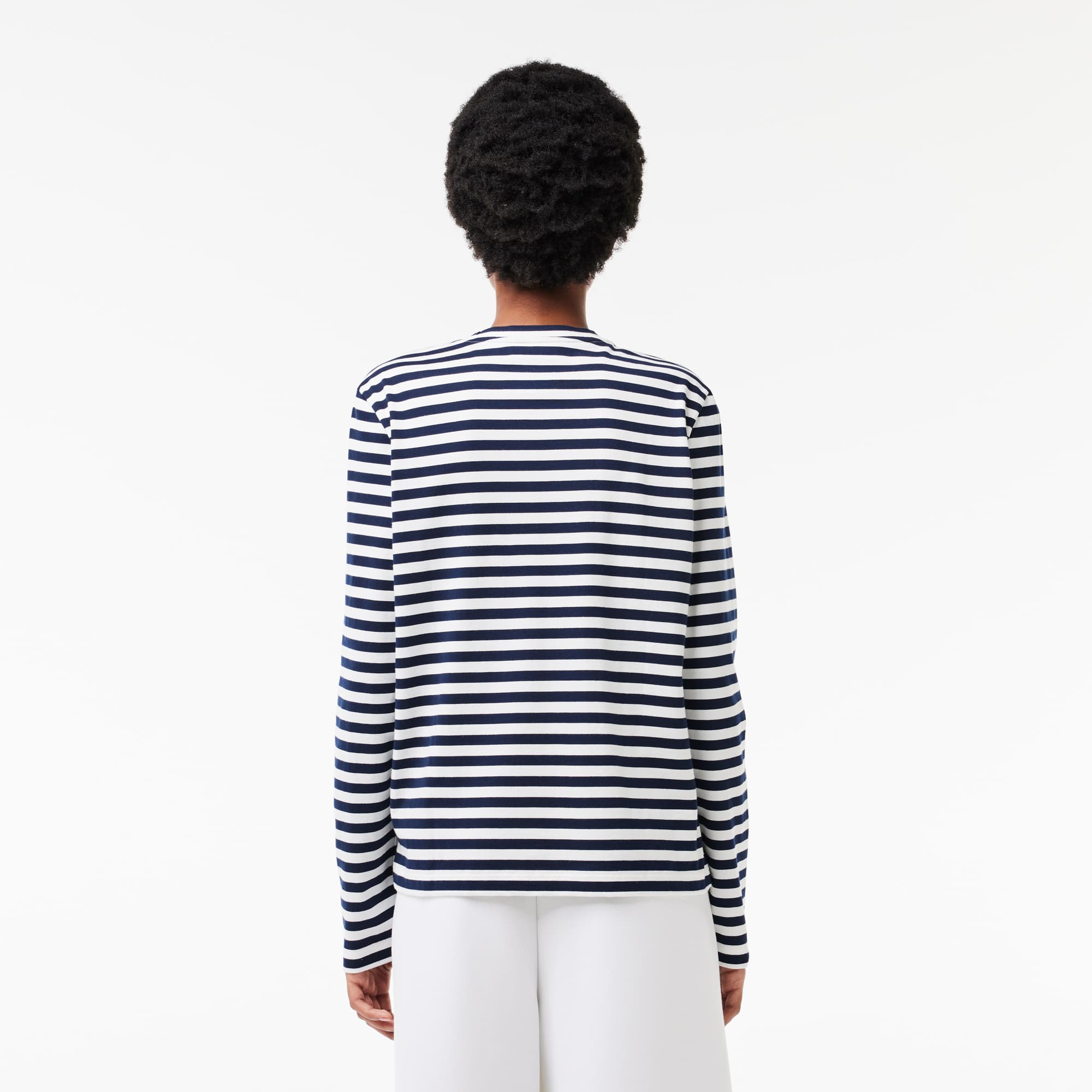 T-shirt manches longues femme Lacoste à rayures en jersey de coton T-Shirts - Bleu - Lacoste - Femme
