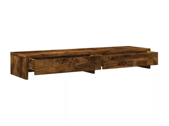 Support de moniteur avec tiroirs chêne fumé bois d'ingénierie