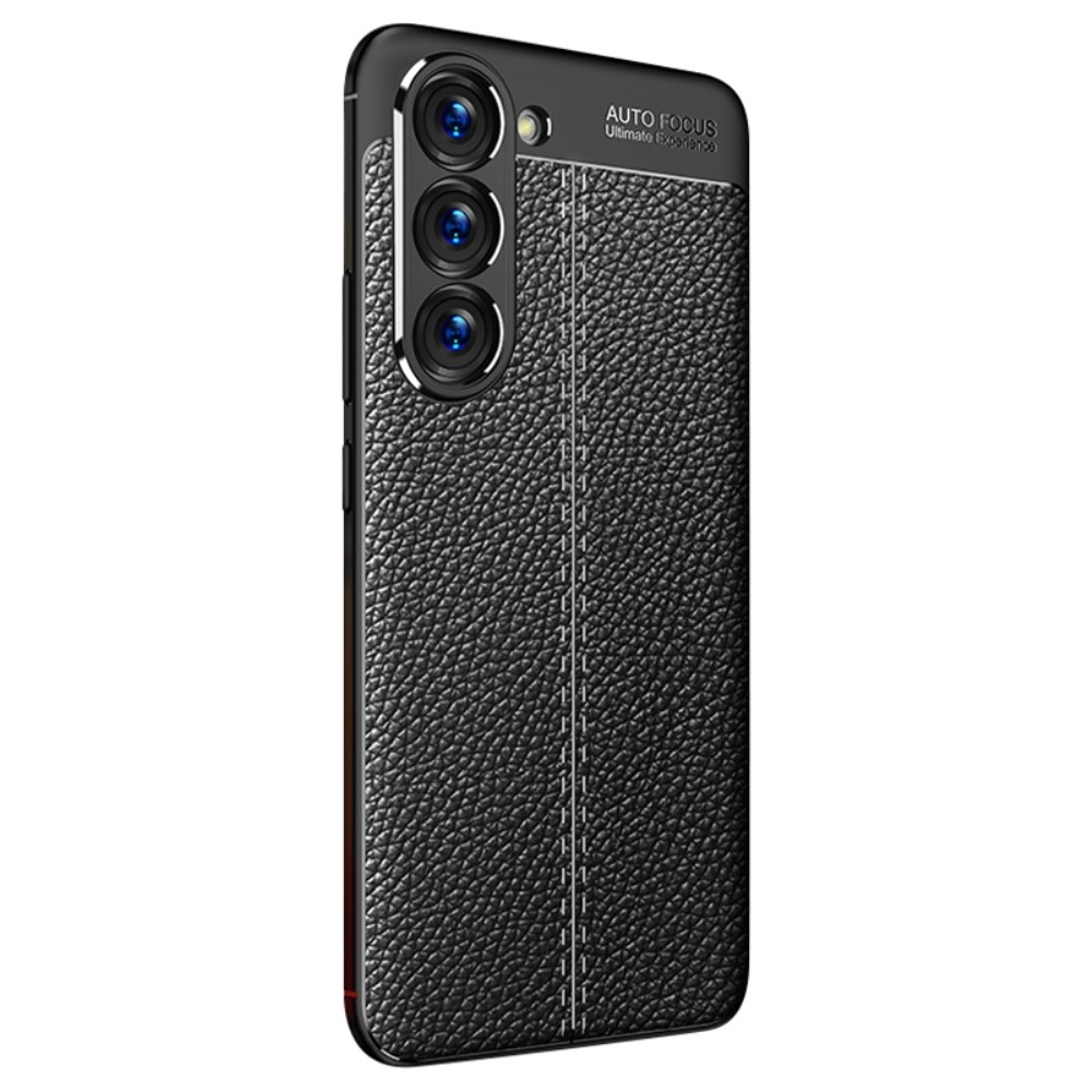 Samsung Galaxy S23 5G Gummi Hülle Litchi Look - Schwarz