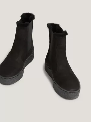 Botas Chelsea Essenciais de Couro com Forro Quente