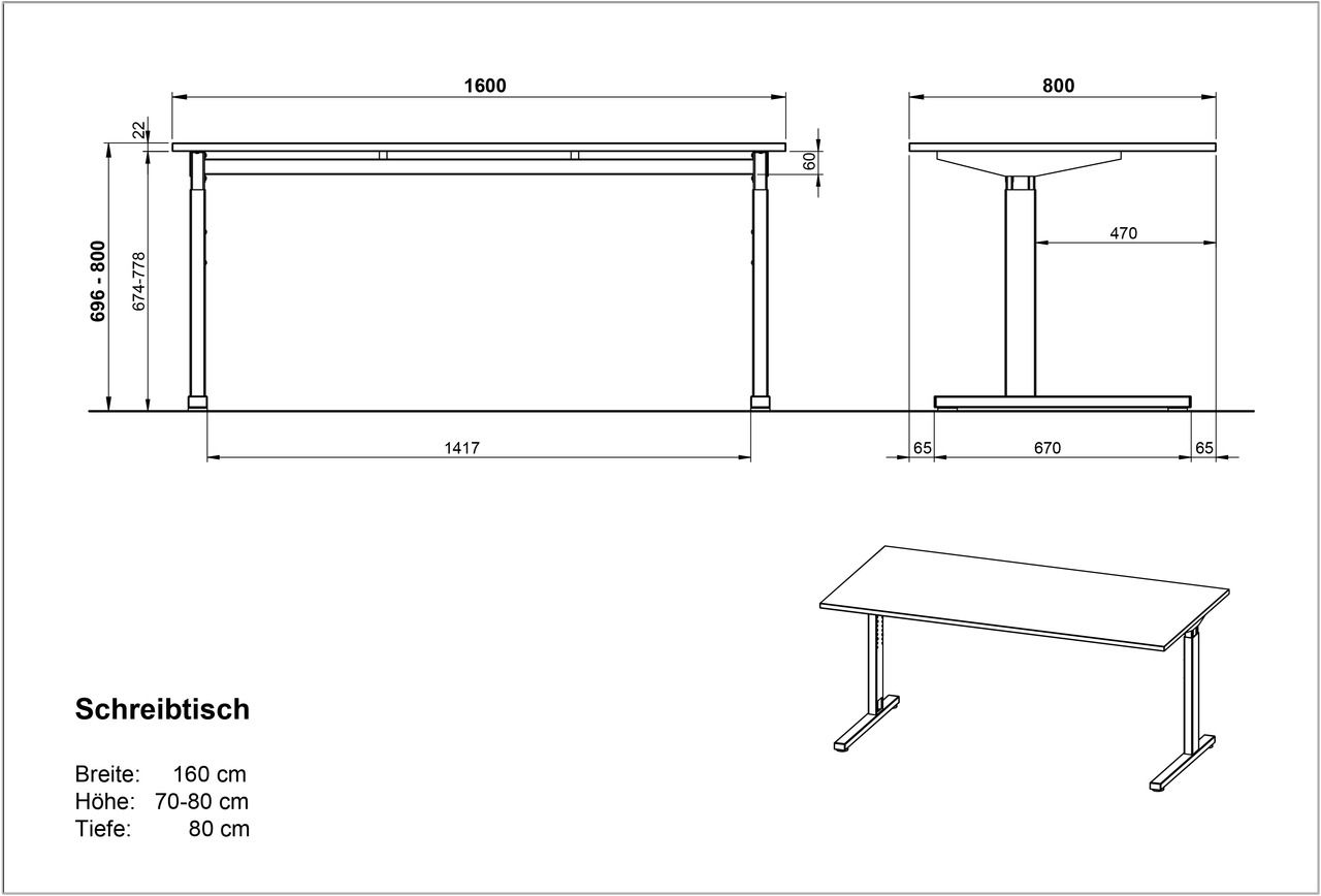 MID.YOU Schreibtisch PROFI 2.0