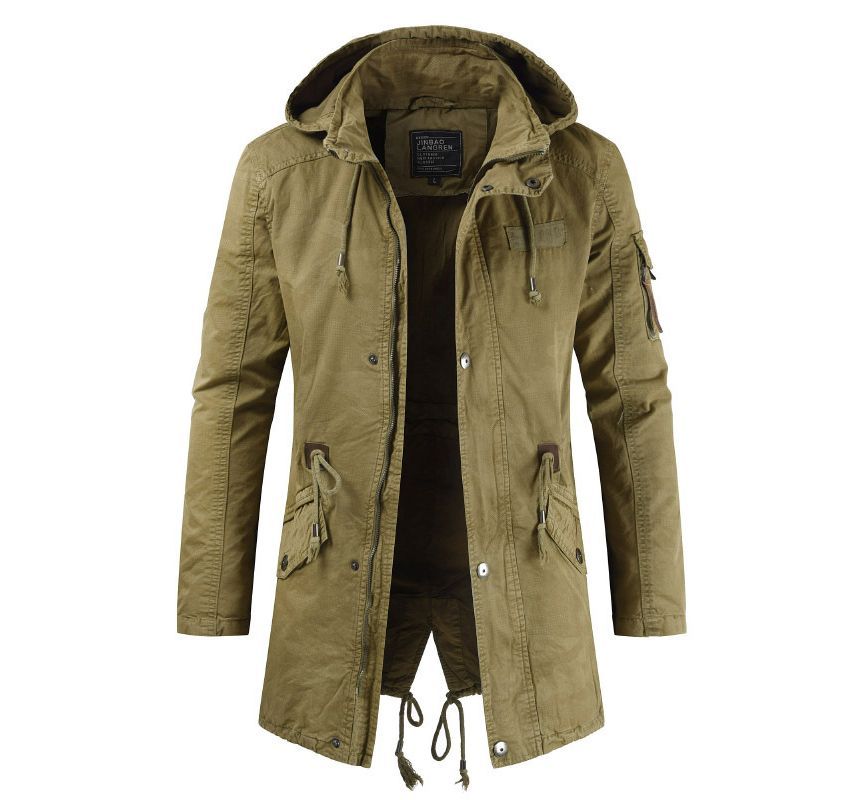 Aozora - Effen parka met capuchon en trekkoordtaille