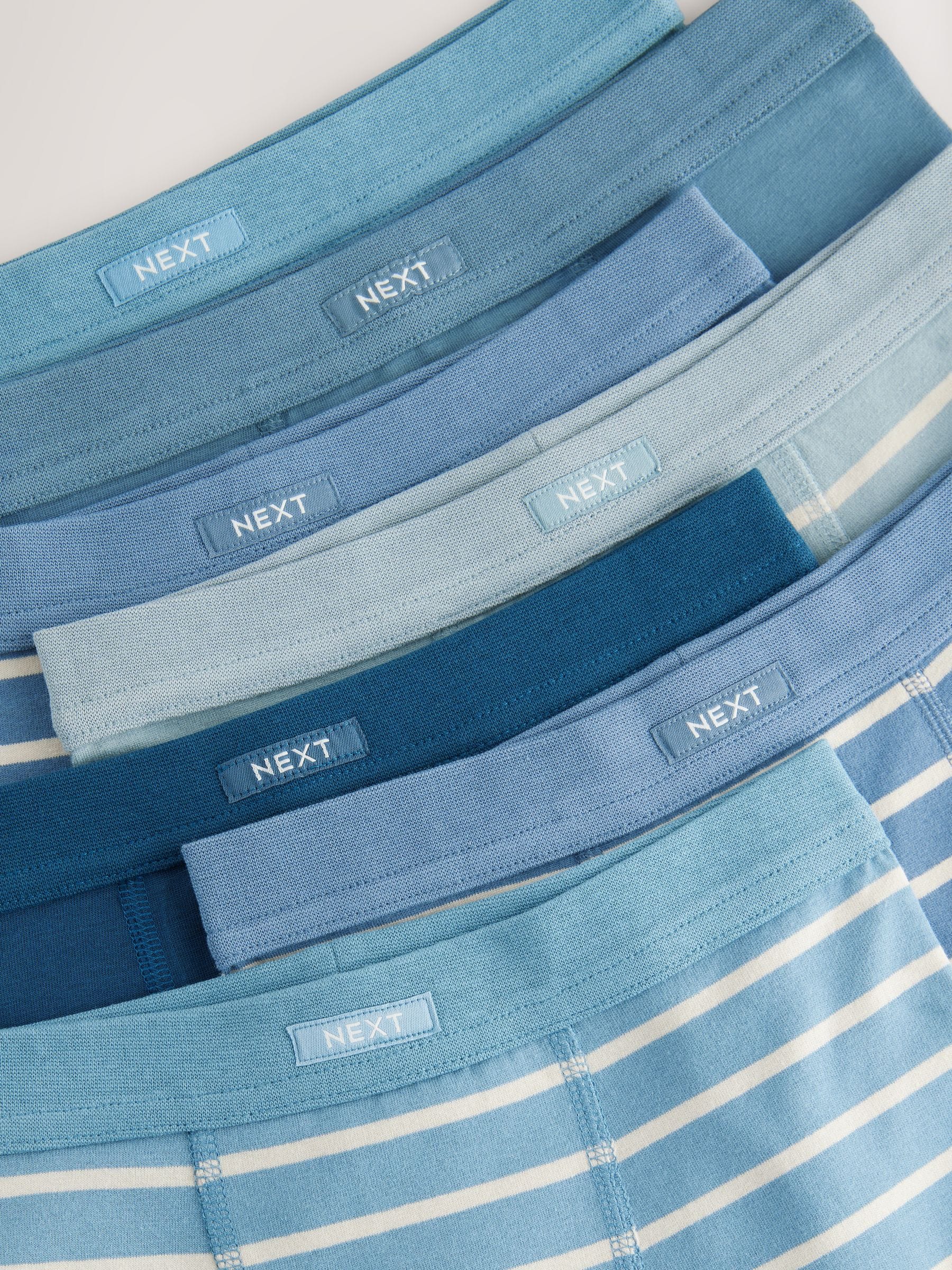 Blauw gestreept - Set van 7 boxershorts met zachte tailleband (2-16 jr)