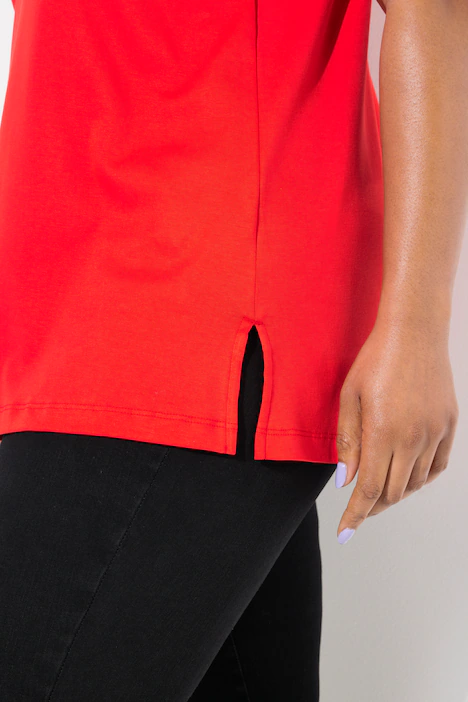 Shirt, A-Linie, Kelchkragen, Halbarm, Pima Cotton, paprikarot
