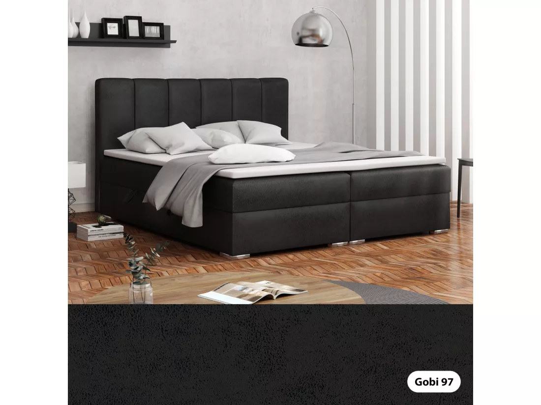 LIT BOXSPRING avec coffres Provo 160x200 cm, Gobi 97 (Noir)