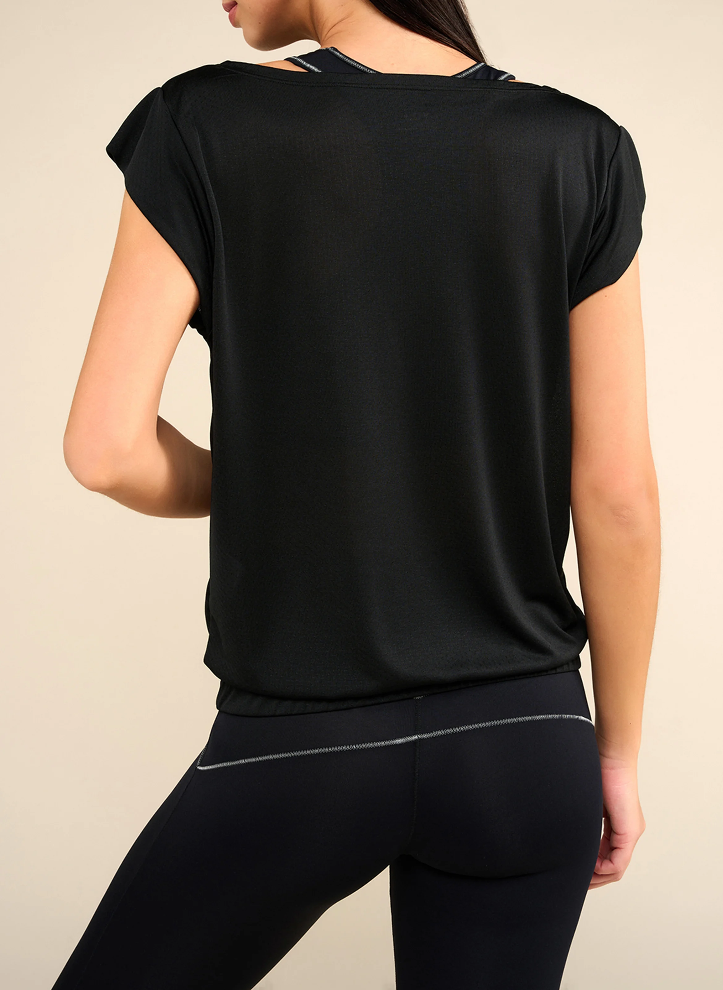 SOFTEE - Tee-shirt col bateau droit | Noir
