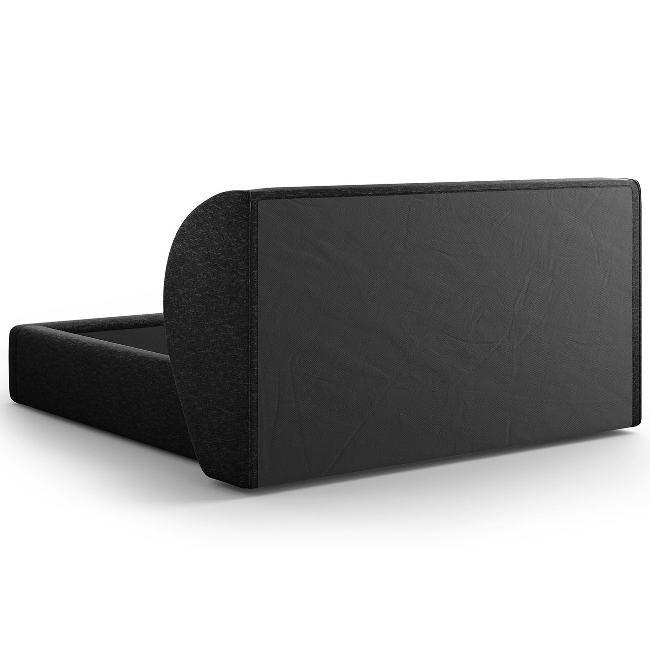 Micadoni Lit Coffre Chenille avec Tête de Lit Miley noir - 230x227x100 cm