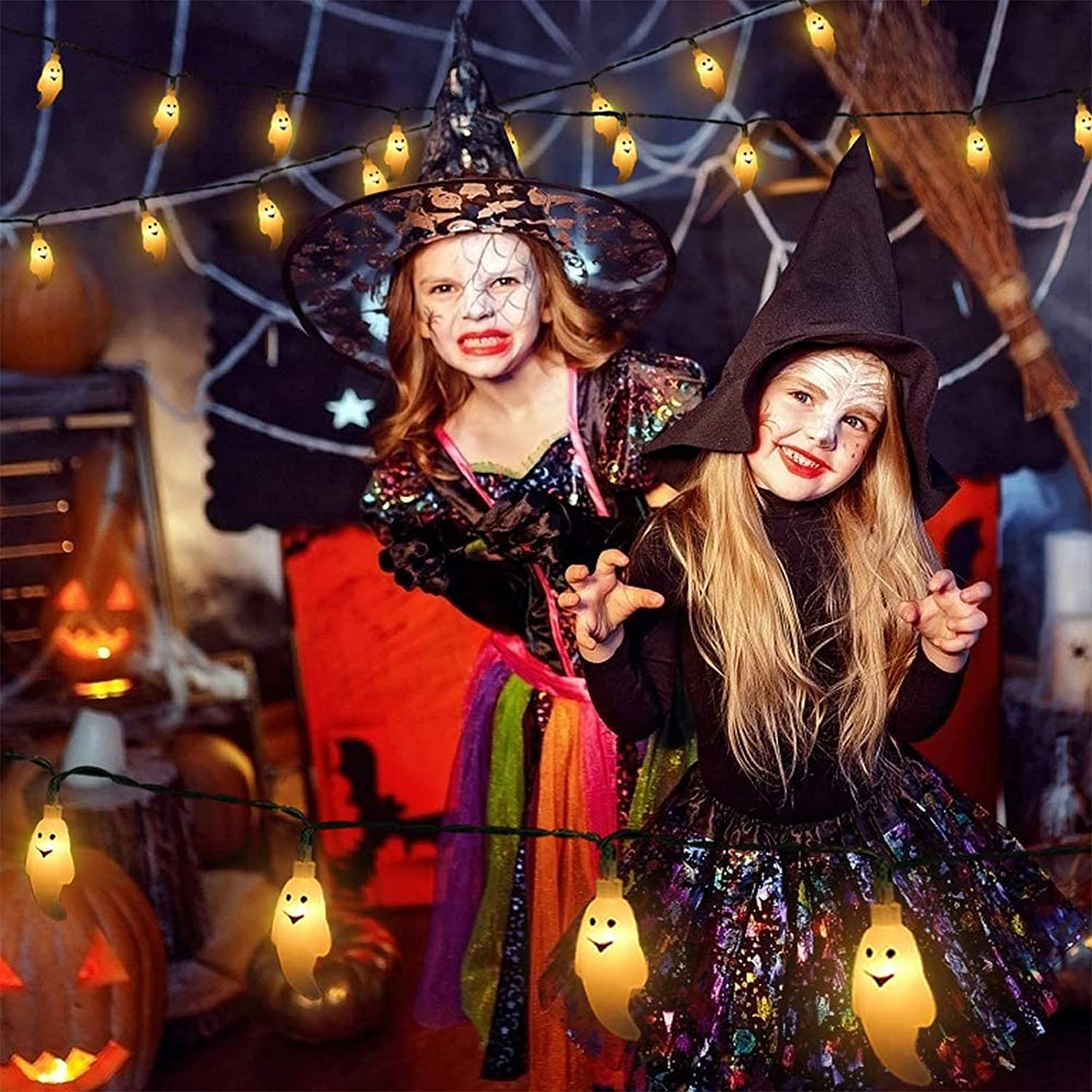 (3m) 30 LED's Halloween Party Deko Lichterkette Gespenst Geist Beleuchtung (Batteriebetrieben) - Warmweiss