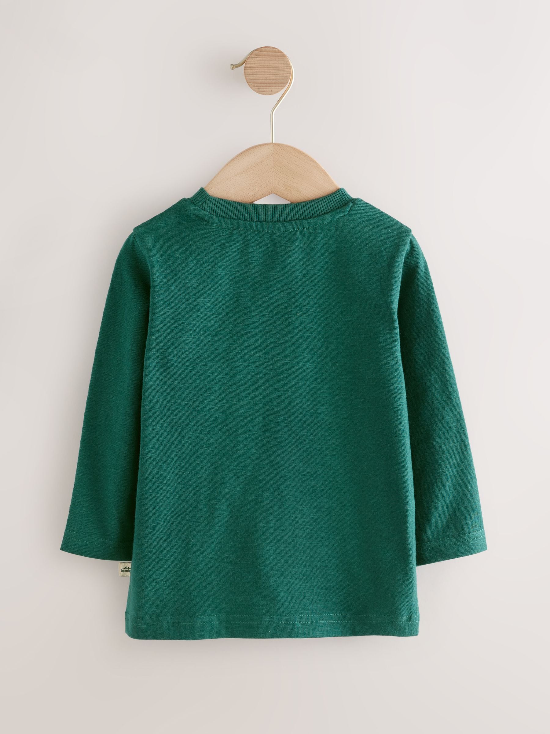 Groen met vervoerprint - T-shirt met applicatie en lange mouwen (3 mnd-7 jr)