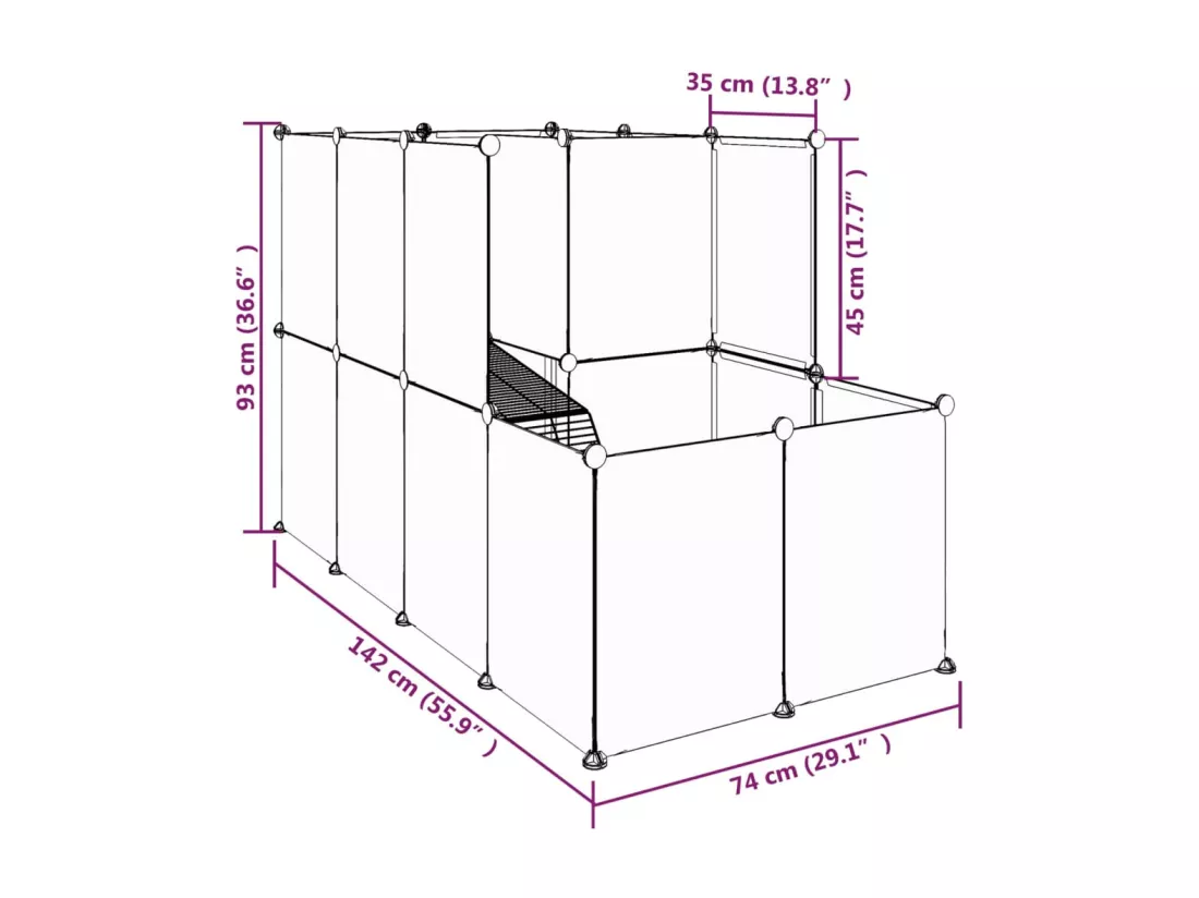 Cage pour petits animaux Noir 142x74x93 cm PP et Acier