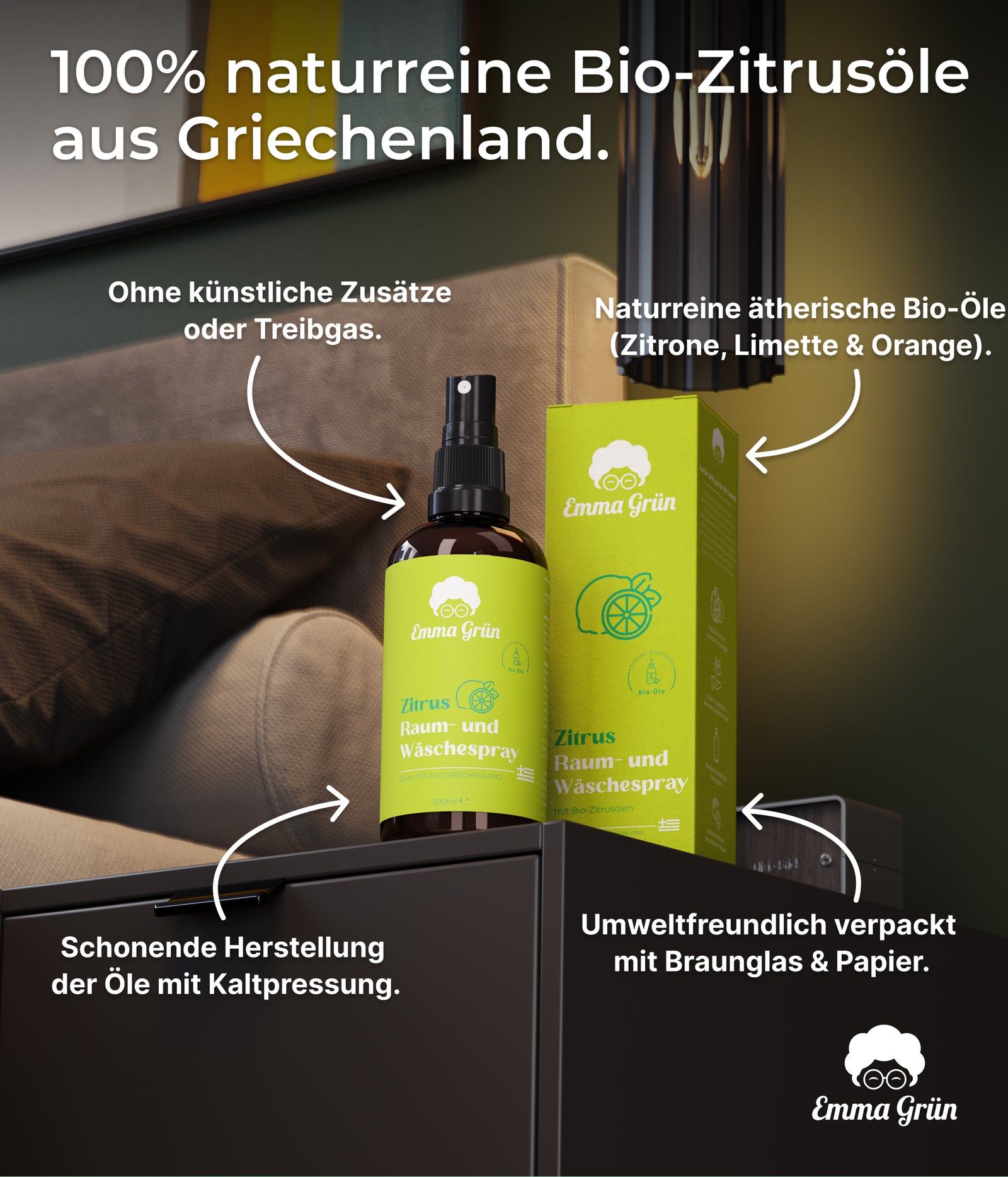 Emma Grün® Zitrus Raumspray & Kissenspray Bio
