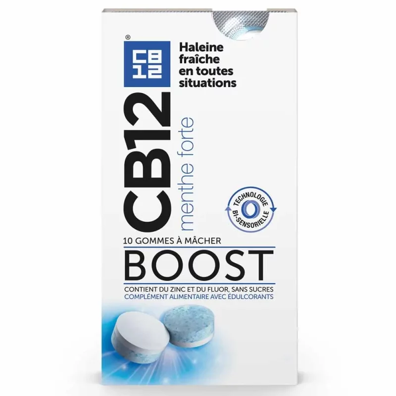 Boost Menthe Forte Fraîcheur Instantanée - 10 Gommes à Mâcher