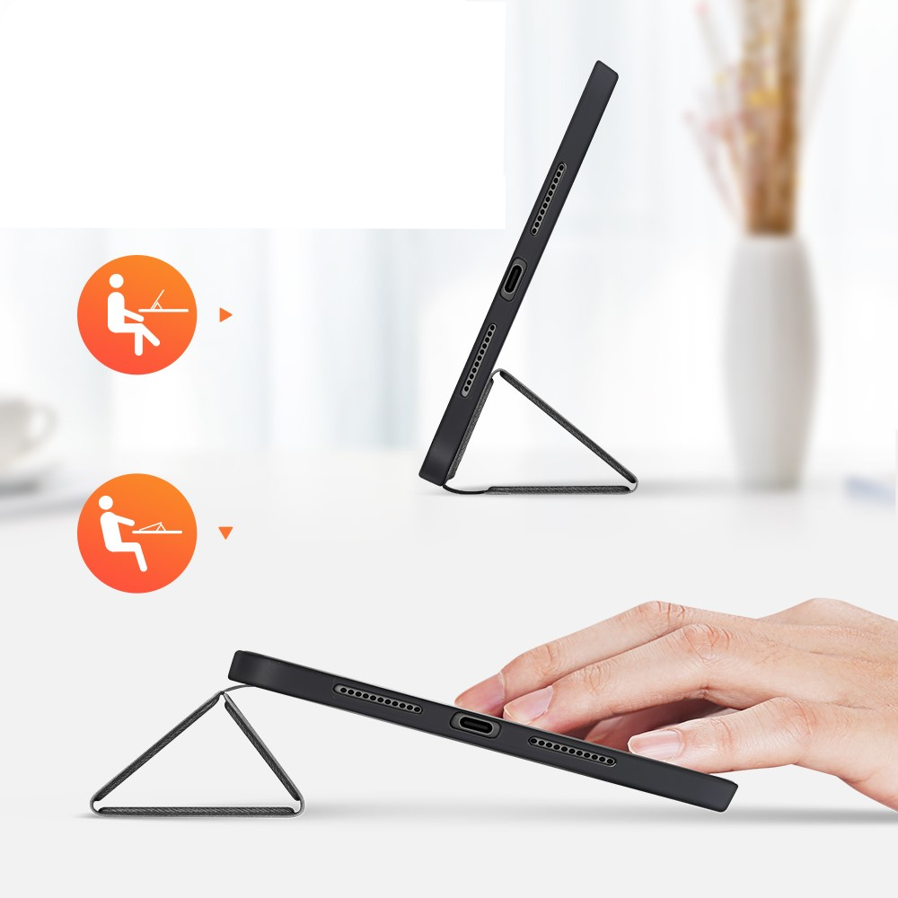 iPad Mini 7 (2024) / Mini 6 (2021) Tasche Smart Cover Hülle Stoff Design mit Apple Pencil Halterung - Schwarz