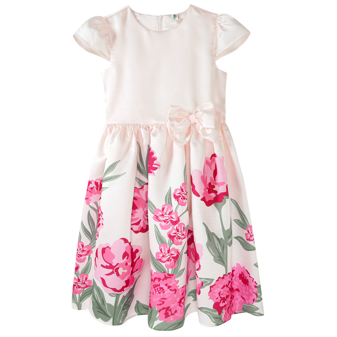 Yigga Festliches Mädchen Kleid mit Blumen-Print rosa