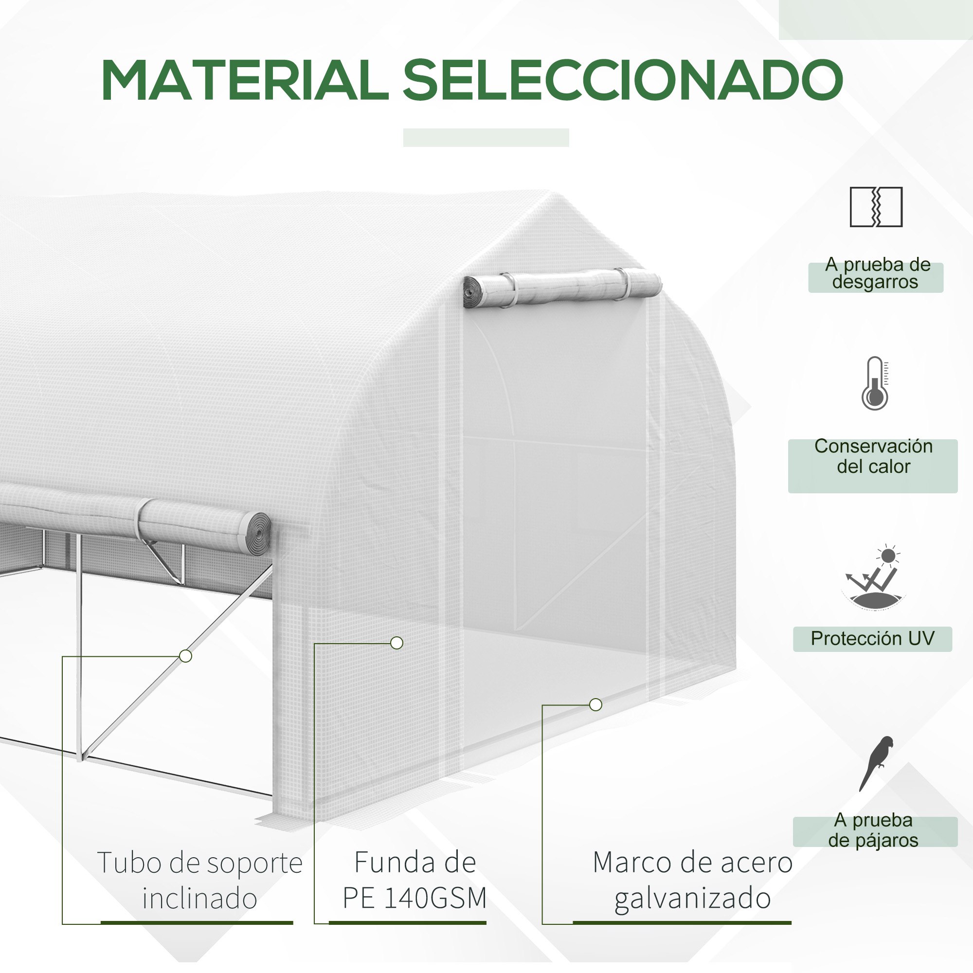 Estufa Túnel Branca Outsunny