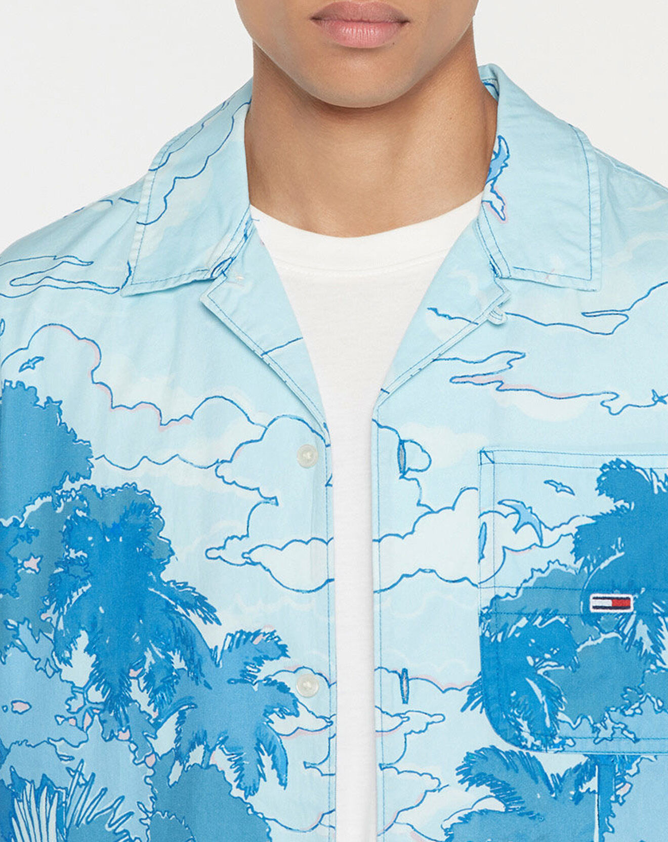 Tommy Jeans Chemise imprimé tropical bleue