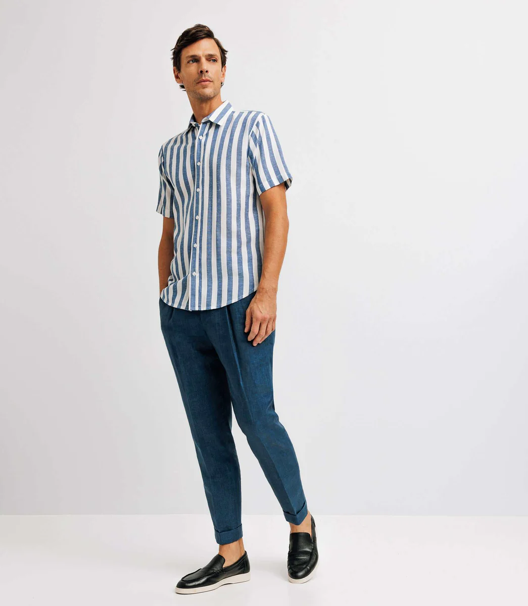 Chemise casual rayée bleue